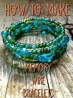 Memory Wire Bracelets Tutorial, Memory Wire Bracelets Diy, Wire Bracelets Diy, Wire Bracelet Tutorial, Bracelets With Beads, Wire Beads, Memory Wire Wrap Bracelets, Beaded Memory Wire Bracelets