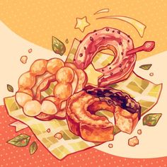 an illustration of donuts and other pastries