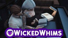 an animated image of two people sitting at a desk with books on it and the words wicked whims above them