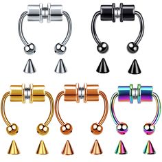 an assortment of different types of piercings