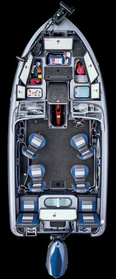 an overhead view of the inside of a boat