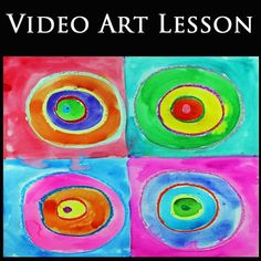 an art lesson with four circles and the words video art lesson