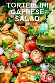 tortellini caprese salad with spinach and tomatoes