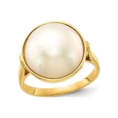 A simple and elegant solitaire design matched with a saltwater cultured white Mabe pearl 13-14mm in a 14 karat yellow gold foundation. This classic solitaire ring features the June birthstone. 14K Yellow Gold 13-14mm Saltwater Cultured Mabe Pearl Ring Size: 7.  Gender: female.  Age Group: adult. Classic Round Pearl Ring With Pearl Drop, Classic Pearl Ring With Pearl Drop, 14k Gold Pearl Ring With Polished Finish, Yellow Gold Round Rings With Pearl Drop, Yellow Gold Akoya Pearl Ring, Classic Pearl Ring With Polished Round Cut, Classic Pearl Ring With Polished Finish, Classic Round Cut Polished Pearl Ring, White Pearl Ring In 14k Gold