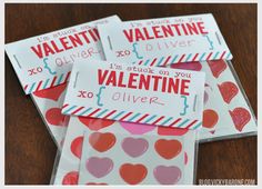 four valentine's day cards with hearts on them