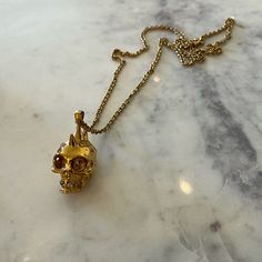 Worn A Few Times Excellent Condition Gold Skull Necklace, Gold Skull, Skull Necklace, Alexander Mcqueen, Womens Jewelry Necklace, Jewelry Necklaces, Women Jewelry, Women Shopping, Gold