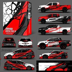 the car wrap design is designed to look like it has been painted red and white