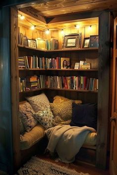 (19) Facebook Book Nook Closet, Reading Nook Closet, Colored Books, Library Rooms, Gothic Cottage, Cozy Home Library, Reading Nook Ideas, Attic Makeover, Home Library Rooms