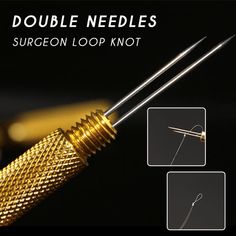 double needles for surgeon loop knot, with instructions on how to use the needle tip