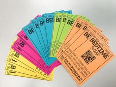 several tickets are stacked on top of each other in order to be used for an event