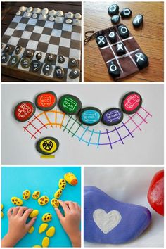 several different types of games and activities for kids to play on the same board game