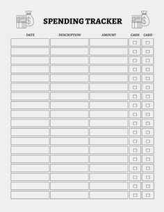 a printable spending tracker with the words spending tracker