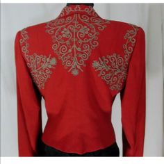 Underarm To Underarm 19” =38” Collar To Hem 18.5” New With Tags Fitted Red Embroidered Outerwear, Fitted Vintage Red Outerwear, Fitted Vintage Red Blazer, Business Casual Blazer, Purple Blazer, Blazer And Skirt Set, Elegant Jacket, Ladies Blazer, Tuxedo Blazer