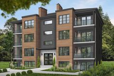 an artist's rendering of a two story apartment building