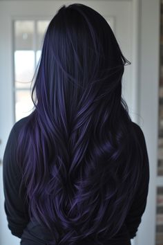 Underlayer Hair Color, Midnight Purple Hair, Violet Black Hair, Purple Hair Ideas, Purple Black Hair, Character Moodboard, Exotic Hair, Haircolor Ideas, Colour Reference