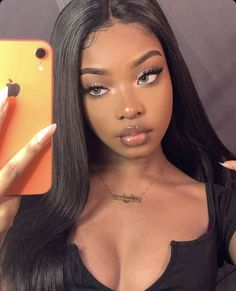 Human Bratz Doll, Makeup Ideas Dark Skin, Makeup For Black Skin, Brown Skin Makeup, Cute Makeup Looks, Hair Flip, Kehlani, Dark Skin Makeup, Human Hair Lace Wigs