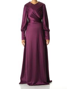 Perfect shade in Eggplant! Enchantress will be your middle name when you step out in the Sleek and classy eggplant satin maxi dress. Made from very high quality satin silk dress.  satin/polyester  full lined 59inch long true to size hand-wash Purple Maxi Dresses, Dress For Hijab, Satin Silk Dress, Maxi Vestidos, Maxi Dress Collection, Purple Maxi, Purple Maxi Dress, Middle Name, Satin Maxi