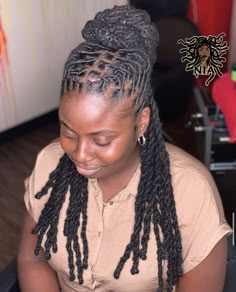 Beautiful Loc Styles, Updos For Medium Length Locs, Dread Locs Hairstyles For Women Long, Latest Dreadlocks Styles Black Women, Long Locs Updo, Loc Styles For Long Hair Women, Loc Styles Long Locs, Half Up Half Down Locs Styles, Styles For Long Locs