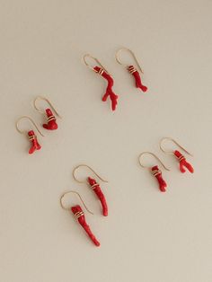 Pieces of antique red branch coral, with their natural lacquered shine, are wrapped in one piece of gold fill wire. Named for the Latin felix, meaning "happy" or "lucky;" your new lucky charm. Felix Earrings, Instagram Jewelry, Lucky You, Lucky Charm, Ring Shopping, Solid Gold, Gold Filled, Jewelry Collection, Coral