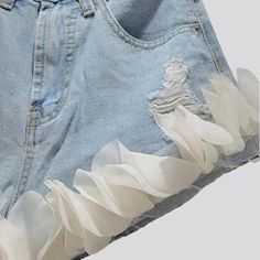 Elevate your urban style game with our latest addition to the 2024 Summer Collection the embroidered wide-leg denim shorts for ladies. These shorts are the epitome of effortless cool, featuring a unique blend of street-inspired design and delicate lace embroidery.Why These Shorts are a Must-HaveGet ready to turn heads and make a statement with these one-of-a-kind shorts. The combination of laid-back and embroidered elements creates a truly distinctive piece that exudes confidence and style.Distinctive Features: Street Meets Chic: These shorts effortlessly blend urban style with chic details, making them a versatile addition to your wardrobe. Delicate Embroidery: The intricate lace embroidery adds a touch of femininity and elegance to the laid-back distressed denim. Effortlessly Wide-Leg: T Trendy Wide Leg Summer Shorts, Summer Trendy Wide Leg Shorts, Trendy High Waist Jean Shorts For Spring, Trendy Knee-length Shorts For Spring, Summer Cotton Denim Skirt, Short Length, Trendy White Jeans With Built-in Shorts, Short Cotton Denim Skirt For Summer, Trendy Short Denim Skirt With Built-in Shorts, Trendy Short Shorts For Spring