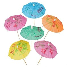 six colorful umbrellas are arranged in a row on the white background with words written on them