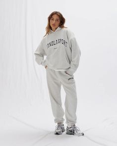 Women's Oversized 'AS' Hoodie - Grey | Adanola Comfy Cotton Joggers With Elastic Cuffs, Athleisure Activewear With Drawstring Hood For Everyday, Sporty Winter Joggers For Lounging, Everyday Athleisure Activewear With Drawstring Hood, Relaxed Fit Sweats With Drawstring Hood For Leisure, Relaxed Fit Sweats With Drawstring Hood For Lounging, Relaxed Sweatpants With Ribbed Cuffs, Sporty Sweatpants With Elastic Cuffs For Lounging, Comfy Sweats With Drawstring Hood For Lounging