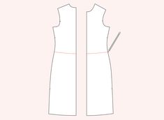 the front and back view of a white dress with zippers on it, showing the waist