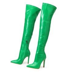 Make a bold statement with these Pointed Toe Plain Side Zipper Serpentine Boots. Featuring a sleek serpentine pattern and convenient side zipper, they offer both style and ease for a fashionable edge to any outfit. Leather Over The Knee Boots, Long Shoes, Leather Thigh High Boots, Botas Chelsea, Winter Shoes For Women, Chelsea Boots Women, Womens Stilettos, Pumps Heels Stilettos, Stiletto Boots