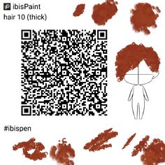 a qr code with red ink on it and an image of a person's head