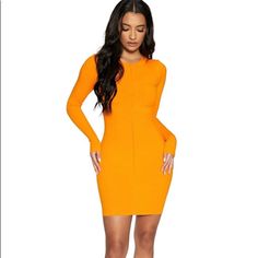 New Without Tags Naked Wardrobe Ribbed Mini Dress Size Xs Ribbed Club Dresses, Stretch Orange Mini Bodycon Dress, Orange Stretch Mini Bodycon Dress, Orange Stretch Bodycon Dress With Long Sleeves, Orange Long Sleeve Stretch Bodycon Dress, Brown Midi Dress, Maxi Bodycon Dress, Bodycon Cocktail Dress, Naked Wardrobe