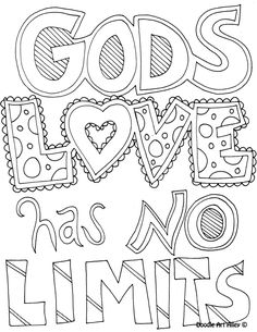 a coloring page with the words god's love has no limitss on it