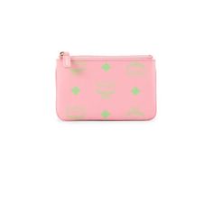 Mcm Card Case Key Chain New In Box Pink And Green Luxury Pink Coin Purse For Gift, Luxury Pink Coin Purse As Gift, Pink Rectangular Card Holder For Formal Use, Rectangular Wallet On Chain With Card Slots As Gift, Mcm Bags, Quilted Wallet, Mcm Wallet, Pink Monogram, Black Wallet