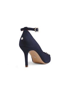 The dainty heel you need to put polish on your working wardrobe and out-out line-up alike, the Epsom fills a gap on your shoe rack you didn’t know existed. With its pointy toe and gold snaffle detailing, this is our refined take on a classic court. Style with occasion dresses or cropped trousers, and detach the delicate ankle strap for an alternative look. Detachable ankle strap with gold chevron buckle: our signature belt buckle in mini form Branded gold bit detailing: gold hardware ups the lux Smaller Calves, Navy Blue Heels, Fairfax And Favor, Gold Chevron, Blue Heels, Heels & Wedges, Court Shoes, Blue Suede, Suede Shoes