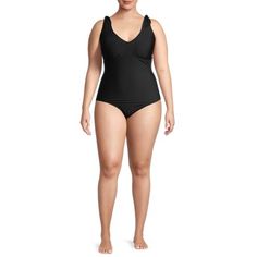 Basic, but definitely not boring. Social Angel's one-piece swimsuit features a plunging neckline and tie details on the straps. A perfect pick for the pool, beach or backyard. Plunge neck, Female, handwash. Size: Missy.  Color: Black.  Age Group: adult. Plunging One Piece Swimsuit, Pool Beach, Walmart Shopping, Plunging Neckline, Online Retail, One Piece Swimsuit, How To Look Better, Diy Projects, Angel