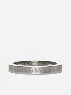 Men's Maison Margiela Logo Silver Ring - White - Rings Maison Margiela's silver ring with engraved lettering logo. Composition: 100% silver. Tabi Boots, Lettering Logo, Ring Watch, Pendant Rings, White Ring