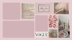 a collage of pink and white images