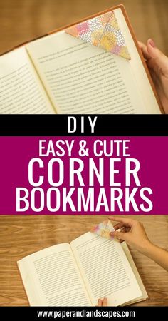 an open book with the title diy easy and cute corner bookmarks