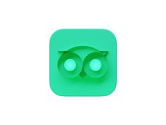 an app icon with two green eyes on the front and one in the back,