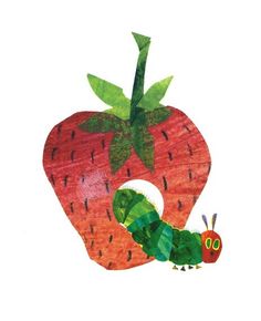 the very hungry caterpillar is on top of the strawberry