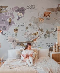 WallpaperPeakShop brings your home modern Non-Woven-Textile Vinyl- Peel and Stick Wallpapers for your home - Kids Map Wallpaper, Removable Wallpaper, Peel and Stick Wallpaper, Educational Continent World Map Wall Mural This Wallpaper is a great gift for kids and adults! 🚚 FREE EXPRESS SHIPPING! 🚚 -SPECIAL ORDER (CUSTOM ORDER): Our professional wallpaper designers can customize the size for you for free. It can change the background color. Please contact me for details. We will be pleased to as Peel And Stick Wallpaper For Playroom, Educational Wallpaper, Living Minimally, Thomas Bedroom, Baby Room Wall Stickers, Continent Map, Boys Room Wallpaper, World Map Mural, World Map Wall Decal