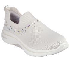 Experience ultimate comfort and support wearing Skechers GO WALK Arch Fit 2.0 - Ayla. This laceless walking design has been granted the APMA Seal of Acceptance and features a Stretch Fit engineered knit upper with rhinestone embellishments, a removable Arch Fit insole, lightweight ULTRA GO cushioning, plus Comfort Pillar Technology for added support. | Skechers Women's GO WALK Arch Fit 2.0 - Ayla Slip-On Shoes | Medium Width | This design has been granted the Seal of Acceptance by the American P Hiking Training, Skechers Go Walk, Lace Up Wedges, Rhinestone Embellishments, Shoes Flats Sandals, Skechers Women, School Shoes, Athletic Sneakers, Boot Sandals