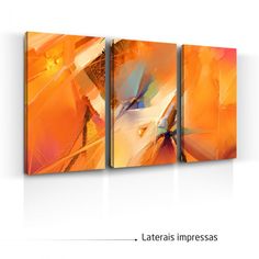 three abstract paintings on a white wall with the words, latens impressas