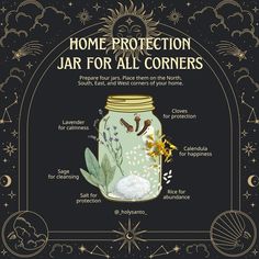 Credit: _holysanto_ Ward Spell Jar, Home Witch Tips, New Home Manifestation Spell, Home Warding Spell, House Guardian Witchcraft, New Apartment Witchcraft, Home Warding Witchcraft, Talk To Your House Witch, Pagan Spells Witchcraft