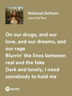 an ad for the national anthem featuring lana deli key, love, and our dreams