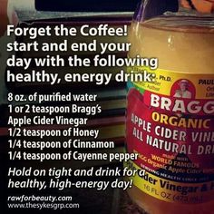 Bragg's Organic Apple Cider Vinegar Energy Drink Healthy Energy Drinks, Detox Kur, Apple Cider Benefits, Healthy Benefits, Healthy Energy, Cayenne Pepper