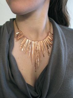 Copper Fringe, Pearl Locket, Fringe Necklace, Copper Necklace, Handmade Copper, Statement Jewelry, Locket, Beautiful Jewelry