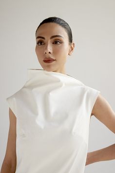 Structured Fashion, Structured Fabric, Happy Clothes, White Caps, Armenia, High Low Hem, S Models, Short Dress, Cap Sleeve