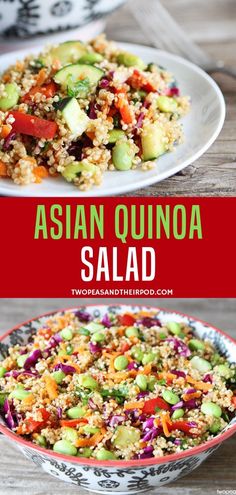 Asian Quinoa Salad, Asian Quinoa, Easy Quinoa Salad, Asian Dressing, Healthy Asian, Edamame Salad, Easy Quinoa, Quinoa Recipe, Source Of Protein