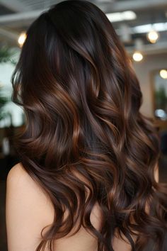 Long Layered Brunette Hair, Dark Espresso Hair, Espresso Hair Color With Highlights, Long Layered Brunette, Dark Espresso Hair Color, Layered Brunette Hair, Ideas For Dark Brown Hair, Mocha Highlights