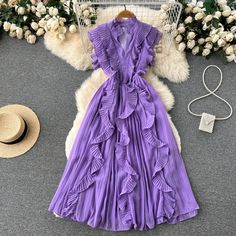 Shipping: Worldwide Express Shipping AvailableDelivery time: 7-15Days Fast ShippingReturns: Fast refund, 100% Money Back Guarantee.Brand Name: SR.SingreinyElasticity: Medium StrecthSleeve Style: RegularFabric Type: ChiffonPattern Type: SolidFit Type: Slim FitSilhouette: A-LINENeckline: O-NeckDecoration: RUFFLESStyle: Office LadyDresses Length: Mid-CalfMaterial: PolyesterMaterial: SpandexMaterial: VinylonAge: 18-24Origin: Mainland ChinaCN: GuangdongClosure Type: PulloverType: RegularMaterial Comp 2022 Summer Fashion, A Line Long Dress, Sleeveless Chiffon Dress, Dress 2022, Sleeveless Dresses Casual, Ruffles Fashion, Women Midi, Vintage Elegant, Women's Summer Fashion